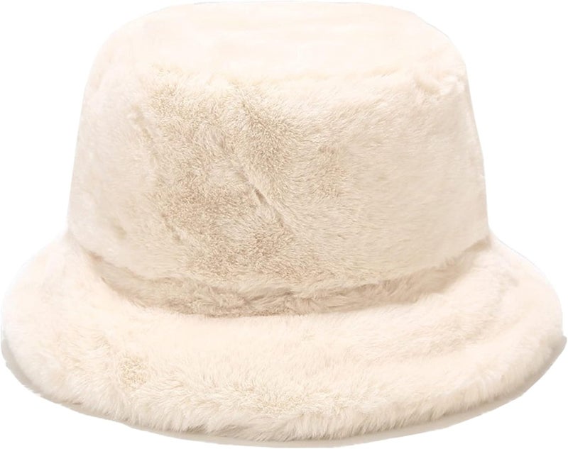 Dirholl Women's Winter Faux Fur Fuzzy Warm Bucket Hat - Image 1